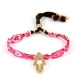 Ettika - Hamsa  in Yellow Gold Friendship Bracelet and Pink Braided Cotton