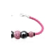 Pink leather bracelet Black Hematite Pearl and Pink Crystal and Silver 925