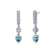 2 cts Blue Topaz Heart and Cubic Zirconia Dangling Earrings and 925 Silver