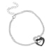 White Cubic Zirconia Crystals Black Ceramic Hearts Bracelet and Silver Sterling Mounting