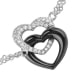 Bracelet Coeurs entrelacés en Céramique Noir, Argent et Cristaux Cubic Zirconia