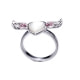 Pink White Swarovski Elements Crystal Heart and Wing Mother of Pearl Ring