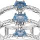925 Silber-Ring und 49 Weissen und Blauen Kristall Swarovski Zirkonia 