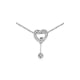 White Crystal Cubic Zirconia Heart Necklace and Rhodium Plated 