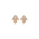 Yellow Gold Plated Fatma's Hands Earrings and White Cubic Zirconia 