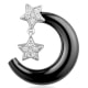Colgante Estrellas de cerámica Negra, Plata 925 y Cristal Blanco