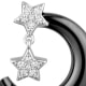 Colgante Estrellas de cerámica Negra, Plata 925 y Cristal Blanco