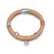 Beige Leather Charm's Bracelet and Stainless Steel