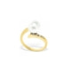 Anillo Perla de agua dulce blanco cultura, Diamantes y oro amarillo 375/1000