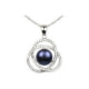 Black Freshwater Pearl, Cubic Zirconia Pendant and Silver Mounting