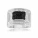  Anillo de sello 925 Plata y 108 cristal de Swarovski Circonita Negro y Blanco - T16