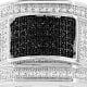 Bague Chevalière en Argent et 108 Cristaux Swarovski Cubic Zirconia Noir et Blanc - T56