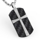Stainless Cross and Black Carbon and Cubic Zirconia Men Pendant