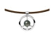 Tahitian Pearl Peace and Love Leather Man Necklace and 925 Sterling Silver