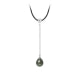 Tahitian Pearl, Black Cotton Woman Necklace and 925 Sterling Silver