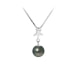 Black Tahitian Pearl and Star Pendant Necklace and Sterling Silver 925