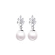 Pearl and White Cubic Zirconia Earrings and Rhodium Plated 