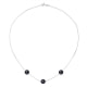 Collier Chaine Forcat Or Blanc 750/1000 et 3 Perles de Culture Noires