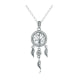 Silver 925/1000 Dream Catcher Pendant made with white crystal from Swarovski