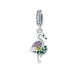 Pink Flamingo Pendant Charms in 925 Silver and Pink Crystal
