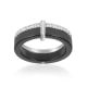 Negro anillo de cerámica, plata y cristales Circonita 