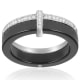 White Cubic Zirconia Crystals Black Ceramic Ring and 925 Silver Mounting 